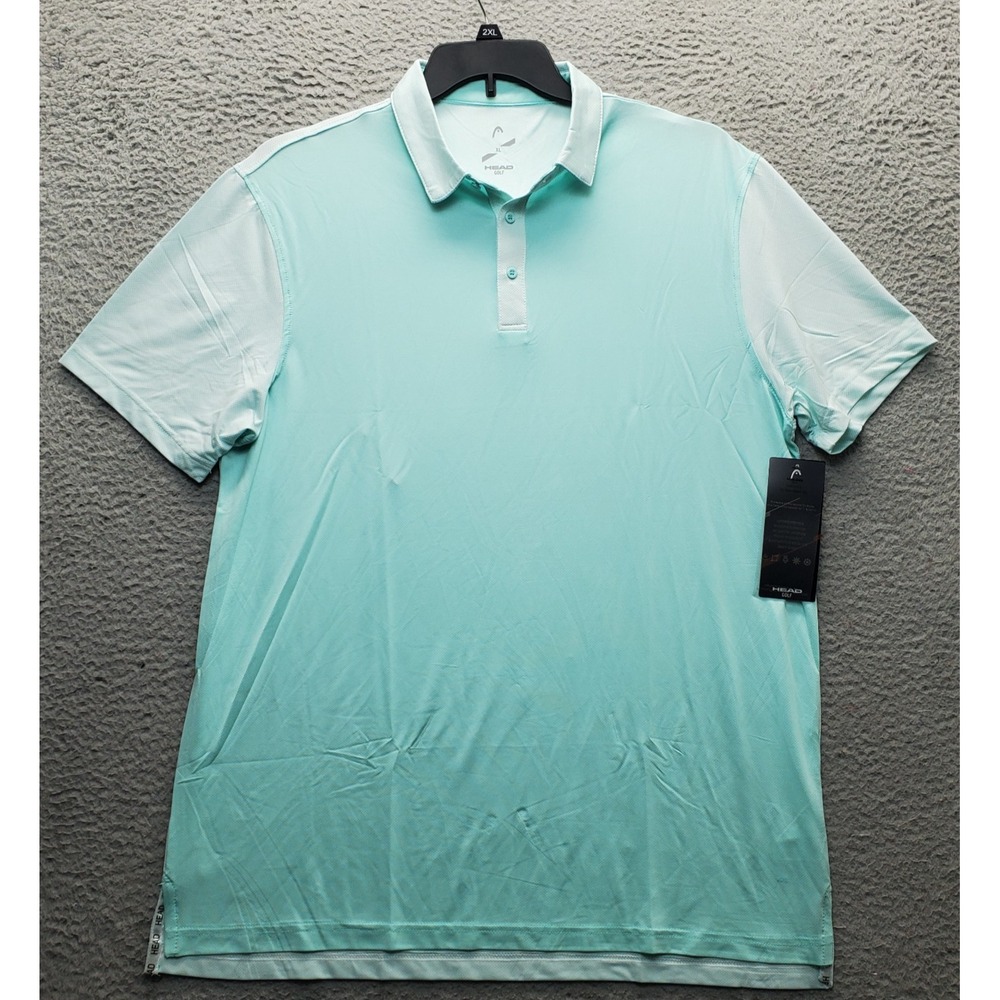 HEAD Golf Polo Shirt Men XL Green Golf Performance Short Sleeve Collared Popover